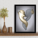 3D Effect Art Kissing Black & Gold Framed Canvas Prints Wall Art - Painting Canvas, Wall Decor, Art Prints, Floating Frame
