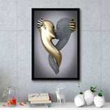 3D Effect Art Kissing Black & Gold Framed Canvas Prints Wall Art - Painting Canvas, Wall Decor, Art Prints, Floating Frame