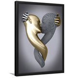 3D Effect Art Kissing Black & Gold Framed Art Prints Wall Decor - Painting Prints, Wall Art, Black Picture, Ready to hang