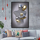 3D Effect Art Love Heart Black & Gold Framed Art Prints Wall Decor - Painting Prints, Wall Art, Black Picture, Ready to hang