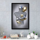 3D Effect Art Love Heart Black & Gold Framed Canvas Prints Wall Art - Painting Canvas, Wall Decor, Art Prints, Floating Frame