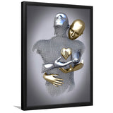 3D Effect Art Love Heart Black & Gold Framed Art Prints Wall Decor - Painting Prints, Wall Art, Black Picture, Ready to hang