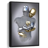 3D Effect Art Love Heart Black & Gold Framed Canvas Prints Wall Art - Painting Canvas, Wall Decor, Art Prints, Floating Frame