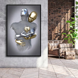 3D Effect Art Love Heart Black & Gold Framed Canvas Prints Wall Art - Painting Canvas, Wall Decor, Art Prints, Floating Frame