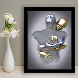 3D Effect Art Love Heart Black & Gold Framed Art Prints Wall Decor - Painting Prints, Wall Art, Black Picture, Ready to hang