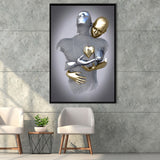 3D Effect Art Love Heart Black & Gold Framed Canvas Prints Wall Art - Painting Canvas, Wall Decor, Art Prints, Floating Frame