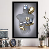 3D Effect Art Love Heart Black & Gold Framed Art Prints Wall Decor - Painting Prints, Wall Art, Black Picture, Ready to hang