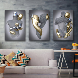 Canvas print Set of gold picture frames.