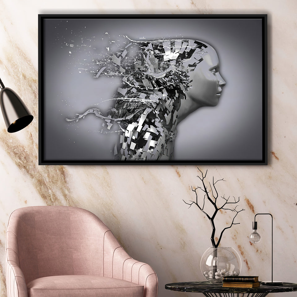 3D Effect Art Shattered Thoughts Framed Canvas Prints Wall Art - Painting Canvas, Wall Decor, Canvas Art, Floating Frame