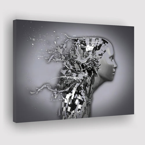 3D Effect Art Abstract White Woman Blindfolded By Red Hands Canvas Prints  Wall Art - Painting Canvas,Wall Decor, Painting Prints