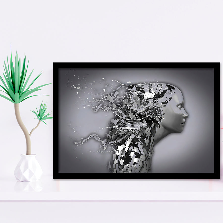 3D Effect Art Shattered Thoughts Framed Art Prints Wall Decor - Painting Prints, Wall Art, Framed Picture, Black Frame