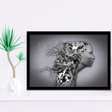 3D Effect Art Shattered Thoughts Framed Art Prints Wall Decor - Painting Prints, Wall Art, Framed Picture, Black Frame