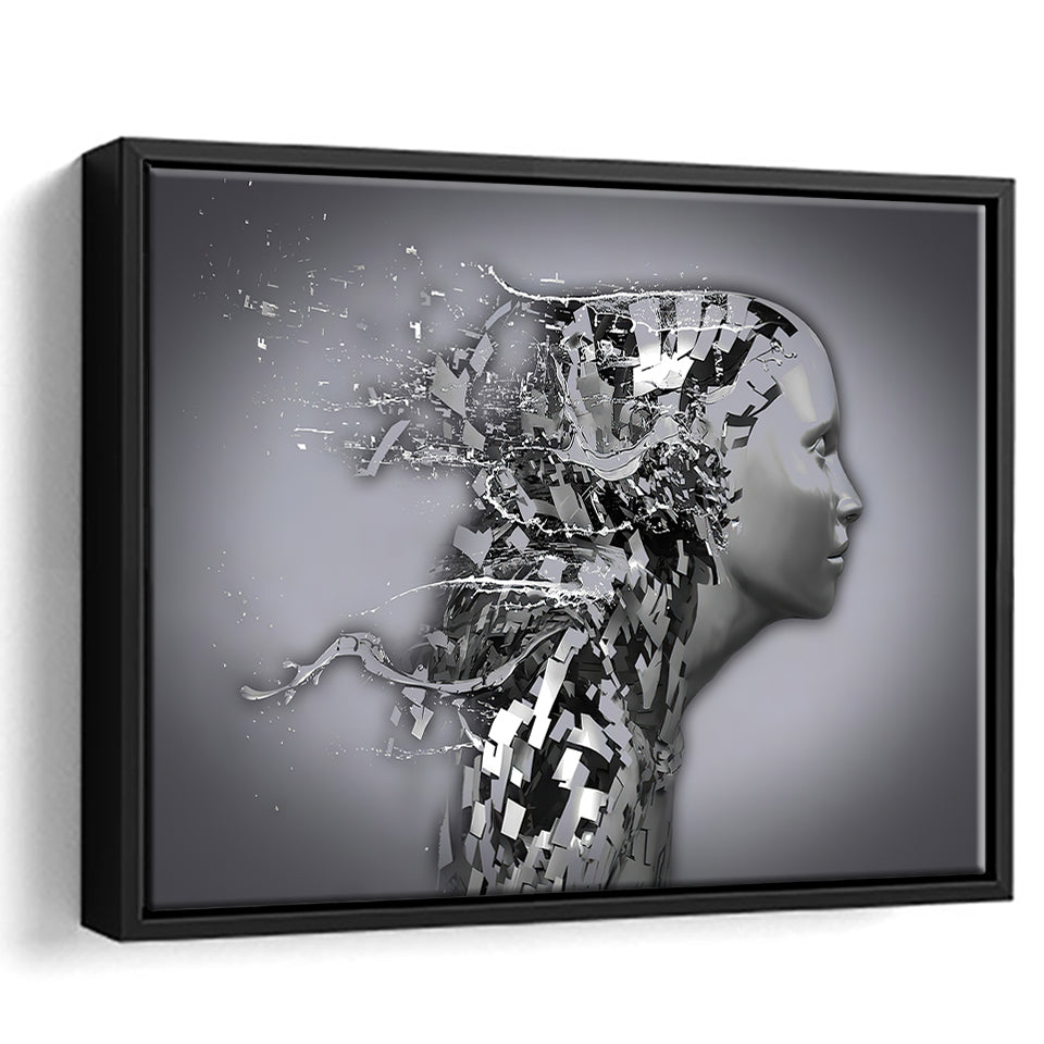 3D Effect Art Shattered Thoughts Framed Canvas Prints Wall Art - Painting Canvas, Wall Decor, Canvas Art, Floating Frame