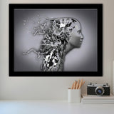 3D Effect Art Shattered Thoughts Framed Art Prints Wall Decor - Painting Prints, Wall Art, Framed Picture, Black Frame