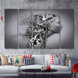 3D Effect Art Shattered Thoughts 5 Pieces B Canvas Prints Wall Art - Painting Canvas, Multi Panel, Wall Decor, Canvas Art