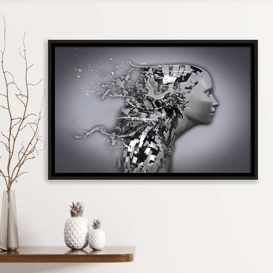 3D Effect Art Shattered Thoughts Framed Canvas Prints Wall Art - Painting Canvas, Wall Decor, Canvas Art, Floating Frame