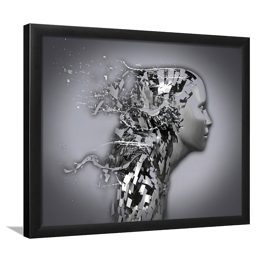 3D Effect Art Shattered Thoughts Framed Art Prints Wall Decor - Painting Prints, Wall Art, Framed Picture, Black Frame