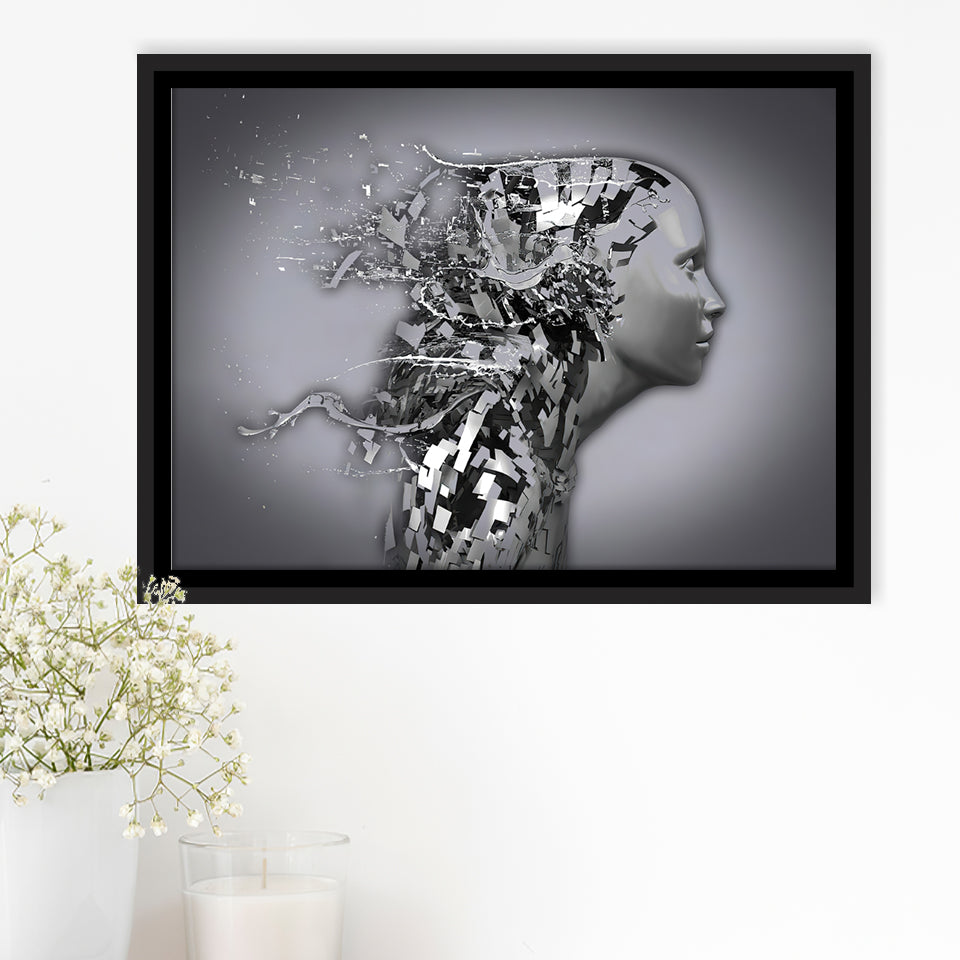 3D Effect Art Shattered Thoughts Framed Canvas Prints Wall Art - Painting Canvas, Wall Decor, Canvas Art, Floating Frame