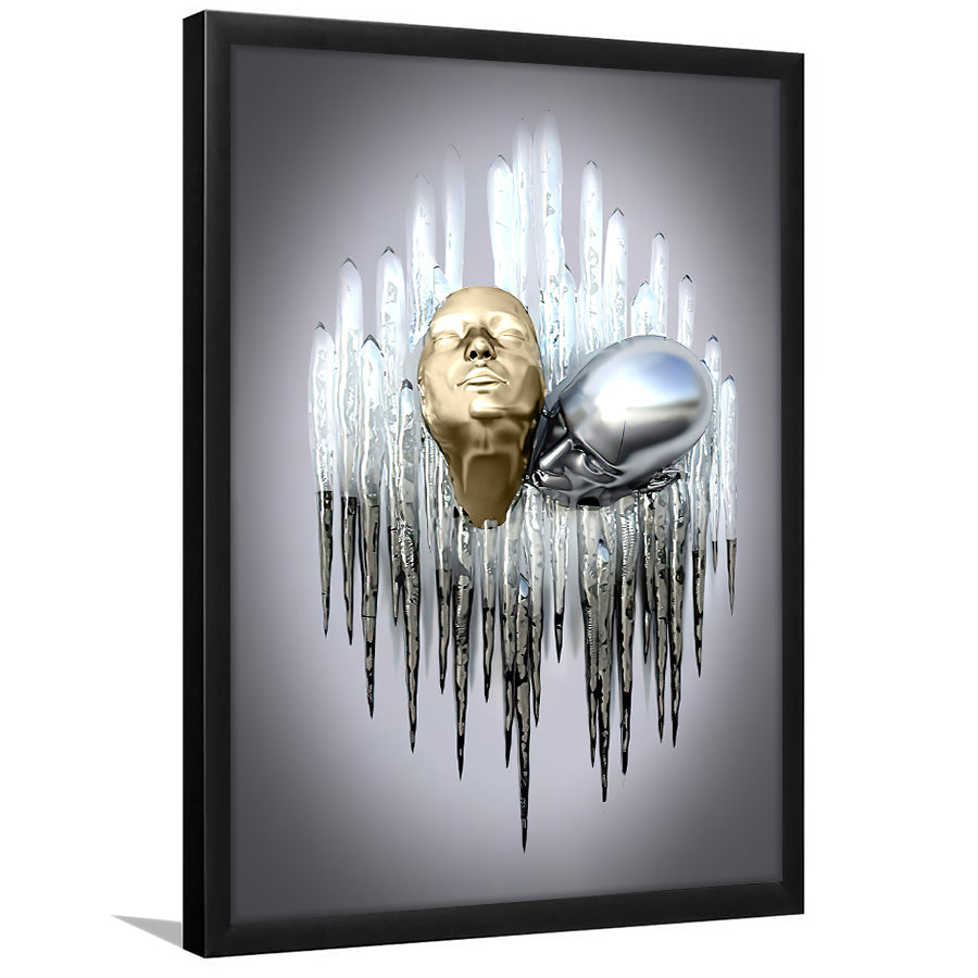 3D Effect Art Soul Kiss Black & Gold Framed Art Prints Wall Decor - Painting Prints, Wall Art, Black Picture, Ready to hang