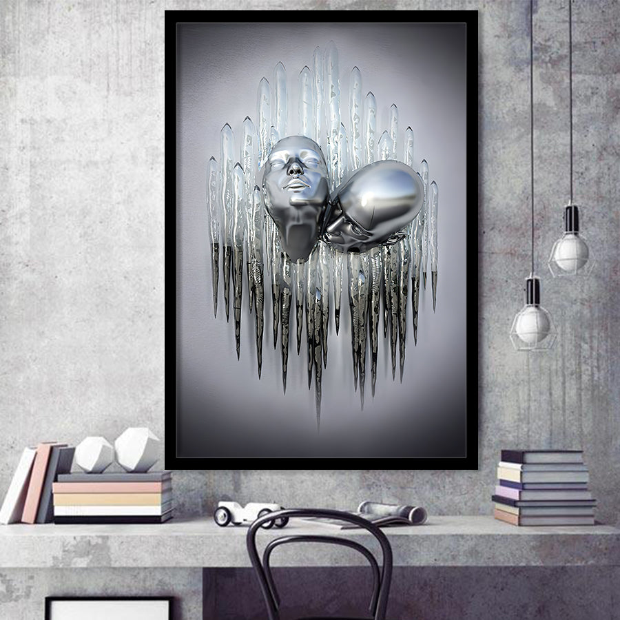 3D Effect Art Soul Kiss Framed Art Print Wall Decor - Painting Art,Framed Picture,Wall Art
