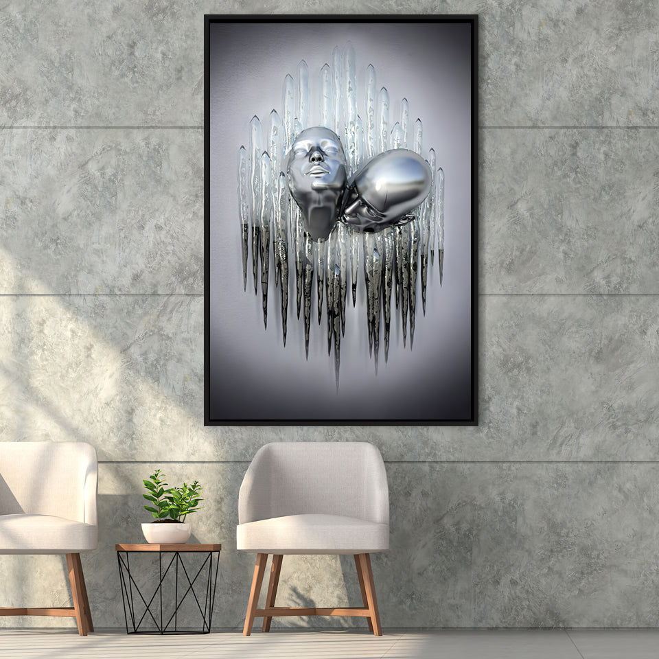 3D Effect Art Soul Kiss Framed Canvas Prints Wall Art - Painting Canvas,Floating Frame, Home Wall Decor