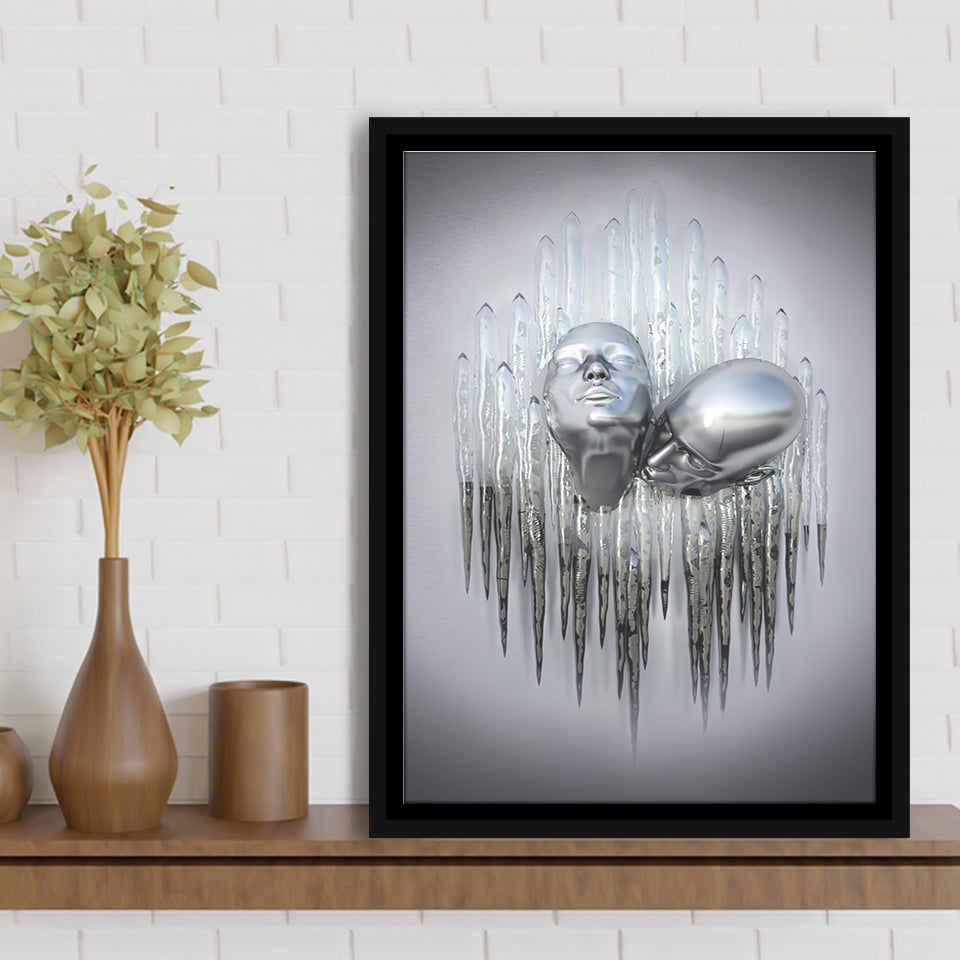 3D Effect Art Soul Kiss Framed Canvas Prints Wall Art - Painting Canvas,Floating Frame, Home Wall Decor