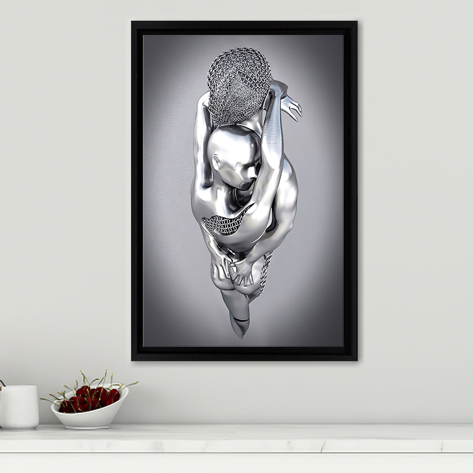 3D Effect Art Tender Naked Couple Framed Canvas Prints Wall Art - Painting Canvas, Home Wall Decor, Prints for Sale, Floating Frame
