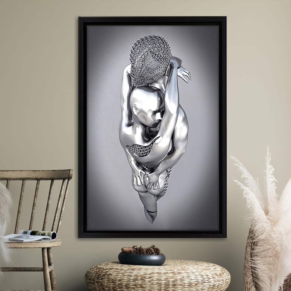 3D Effect Art Tender Naked Couple Framed Canvas Prints Wall Art - Painting Canvas, Home Wall Decor, Prints for Sale, Floating Frame