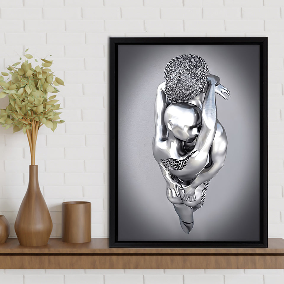 3D Effect Art Tender Naked Couple Framed Canvas Prints Wall Art - Painting Canvas, Home Wall Decor, Prints for Sale, Floating Frame