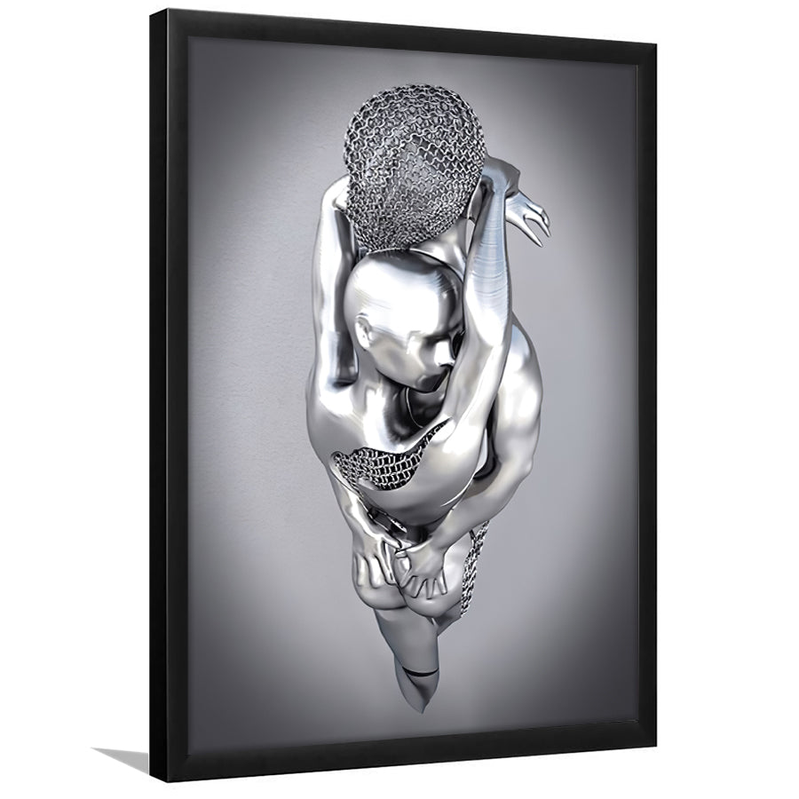 3D Effect Art Tender Naked Couple Framed Art Prints Wall Decor - Framed Painting, Home Wall Art, Prints for Sale, Black Frame
