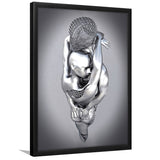3D Effect Art Tender Naked Couple Framed Art Prints Wall Decor - Framed Painting, Home Wall Art, Prints for Sale, Black Frame