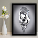 3D Effect Art Tender Naked Couple Framed Art Prints Wall Decor - Framed Painting, Home Wall Art, Prints for Sale, Black Frame