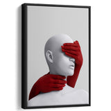 3D Effect Art Abstract Hides The White Womans Eyes Framed Canvas Prints Wall Art - Painting Canvas,Wall Decor, Painting Prints