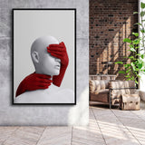 3D Effect Art Abstract Hides The White Womans Eyes Framed Canvas Prints Wall Art - Painting Canvas,Wall Decor, Painting Prints