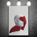 3D Effect Art Abstract Hides The White Womans Eyes Canvas Prints Wall Art - Painting Canvas,Wall Decor, Painting Prints