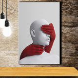 3D Effect Art Abstract Hides The White Womans Eyes Canvas Prints Wall Art - Painting Canvas,Wall Decor, Painting Prints