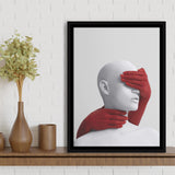 3D Effect Art Abstract Hides The White Womans Eyes Framed Canvas Prints Wall Art - Painting Canvas,Wall Decor, Painting Prints