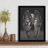 3D Effect Art Angel Black Bronze With Golden Patina Framed Canvas Prints Wall Art - Painting Canvas, Floating Frame, Painting Prints