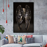 3D Effect Art Angel Black Bronze With Golden Patina Framed Art Prints Wall Decor - Painting Prints, Wall Art, Framed Picture, For Sale