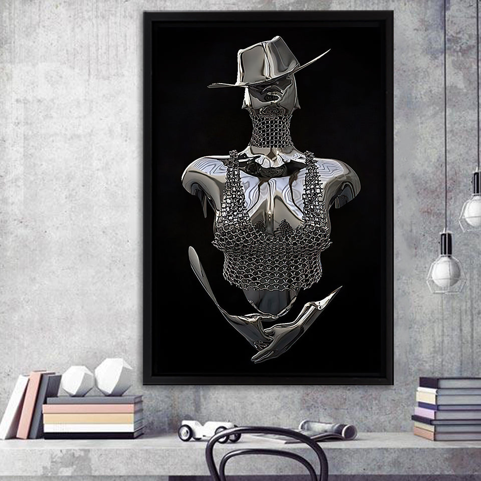 3D Effect Art Cowboy Woman Frame Canvas Prints Wall Art - Painting Canvas, Framed Picture,Canvas Art, Wall Decor,Prints for Sale