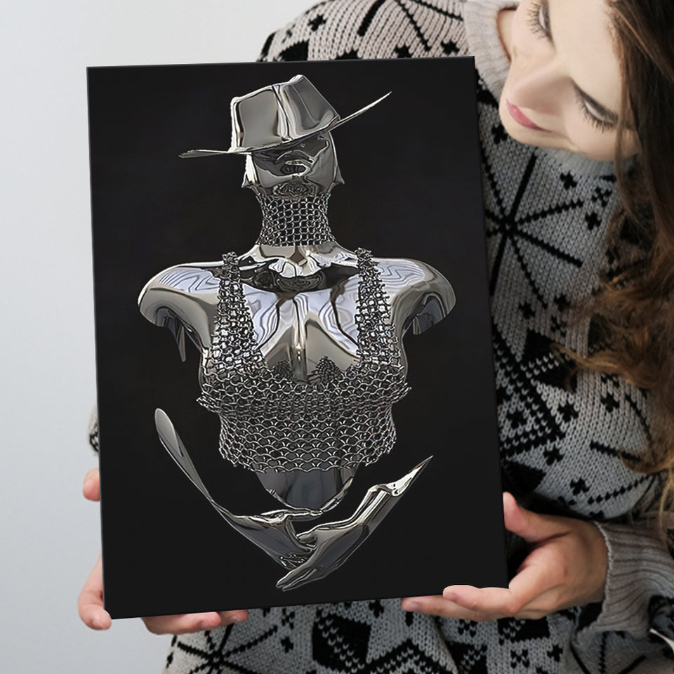 3D Effect Art Cowboy Woman Canvas Prints Wall Art - Painting Canvas, Painting Prints,Canvas Art, Wall Decor, Home Decor, Prints for Sale