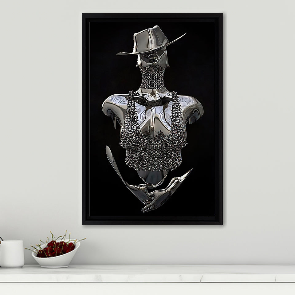 3D Effect Art Cowboy Woman Frame Canvas Prints Wall Art - Painting Canvas, Framed Picture,Canvas Art, Wall Decor,Prints for Sale