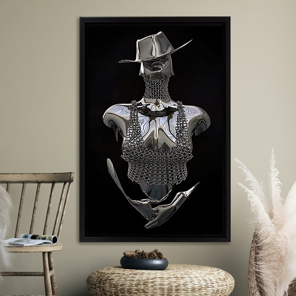3D Effect Art Cowboy Woman Frame Canvas Prints Wall Art - Painting Canvas, Framed Picture,Canvas Art, Wall Decor,Prints for Sale