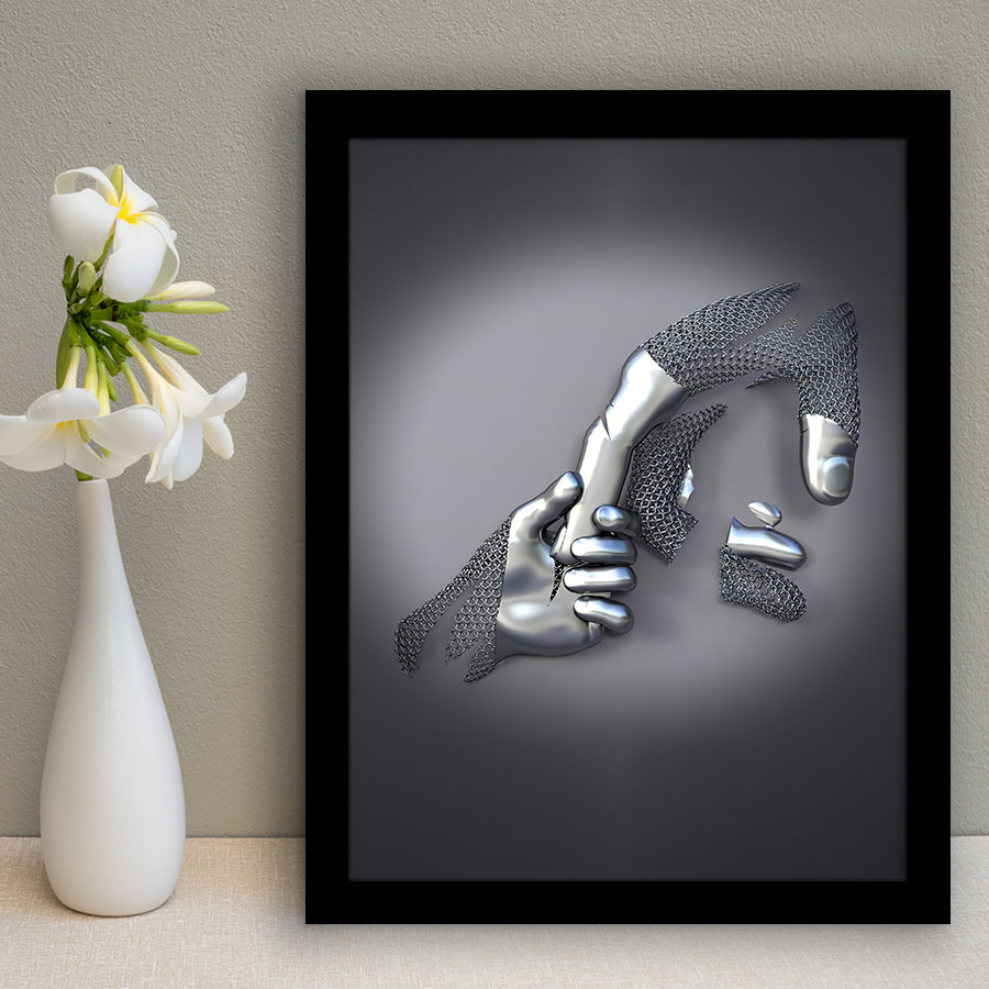 3D Effect Art Father And Son Gray Color Framed Art Prints Wall Decor - Painting Prints, Framed Picture, Wall Arrt, Home Decor, Prints for Sale