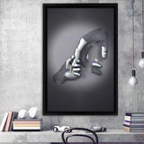3D Effect Art Father And Son Gray Color Frame Canvas Prints Wall Art - Painting Canvas, Framed Picture,Canvas Art, Wall Decor,Prints for Sale