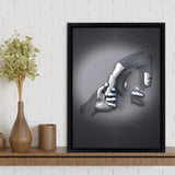 3D Effect Art Father And Son Gray Color Frame Canvas Prints Wall Art - Painting Canvas, Framed Picture,Canvas Art, Wall Decor,Prints for Sale