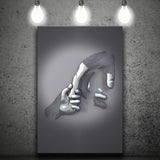 3D Effect Art Father And Son Gray Color Canvas Prints Wall Art - Painting Canvas, Painting Prints,Canvas Art, Wall Decor, Home Decor