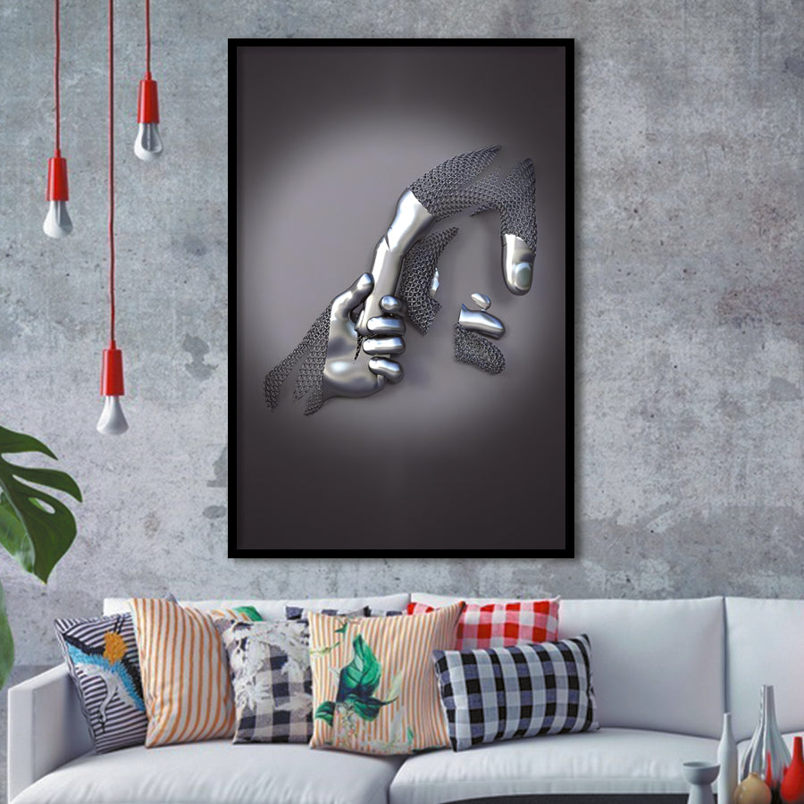 3D Effect Art Father And Son Gray Color Framed Art Prints Wall Decor - Painting Prints, Framed Picture, Wall Arrt, Home Decor, Prints for Sale