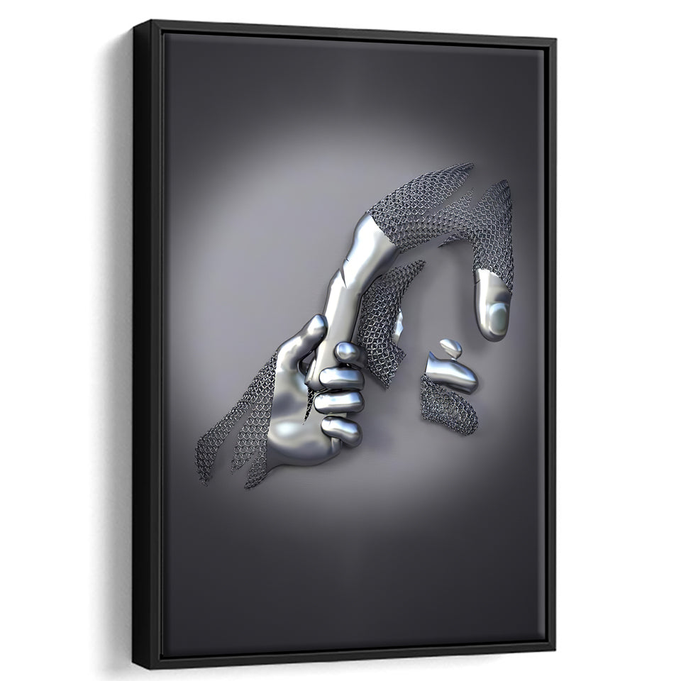 3D Effect Art Father And Son Gray Color Frame Canvas Prints Wall Art - Painting Canvas, Framed Picture,Canvas Art, Wall Decor,Prints for Sale