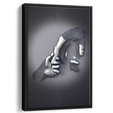 3D Effect Art Father And Son Gray Color Frame Canvas Prints Wall Art - Painting Canvas, Framed Picture,Canvas Art, Wall Decor,Prints for Sale